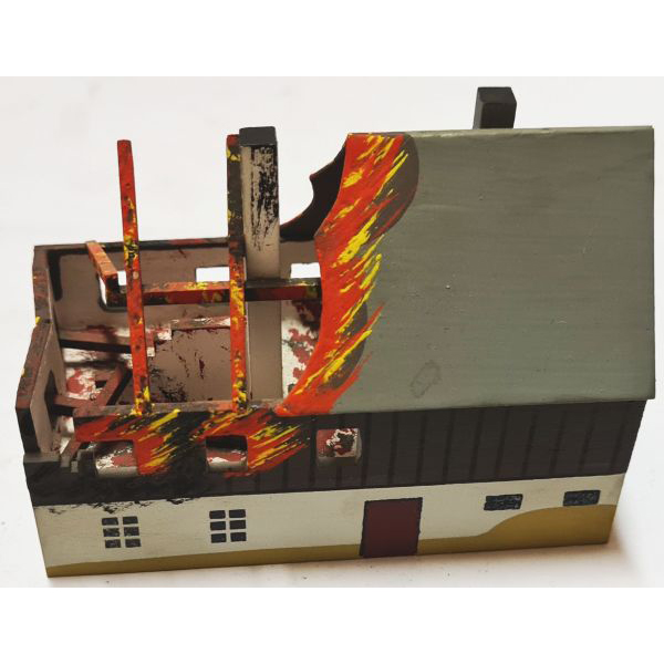 Altes Holzspielzeug Seiffener Miniaturen brennendes Haus, nur 1 x verfügbar