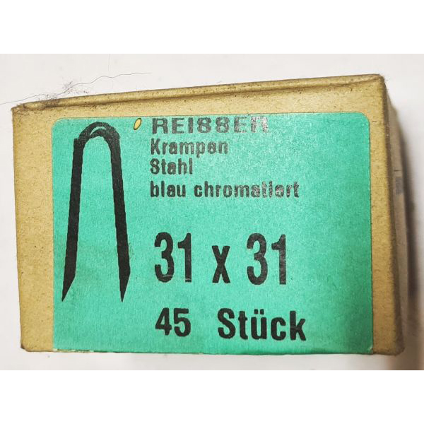 Krampen Stahl blau chromatiert, noch 4 Packungen a 45 Stück erhältlich, Drahtschlaufen