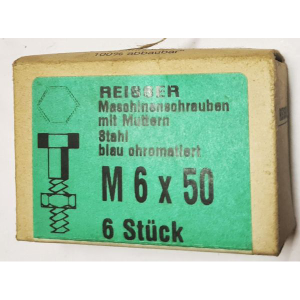 Maschinenschrauben mit Muttern, Stahl blau chromatiert, noch 8 Packungen a 6 Stück erhältlich