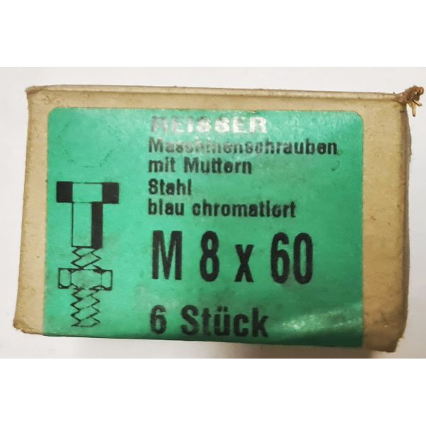 Maschinenschrauben mit Muttern, Stahl blau chromatiert, noch 9 Packungen a 6 Stück erhältlich