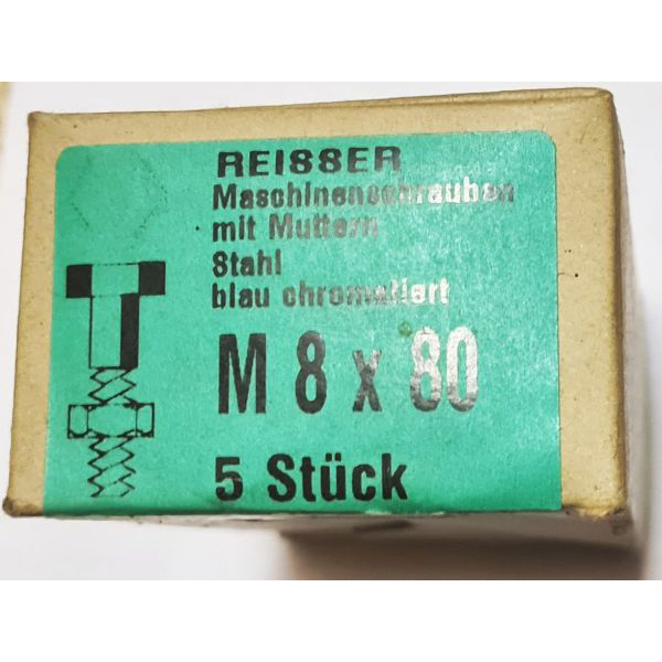 Maschinenschrauben mit Muttern, Stahl blau chromatiert, noch 11 Packungen a 5 Stück erhältlich