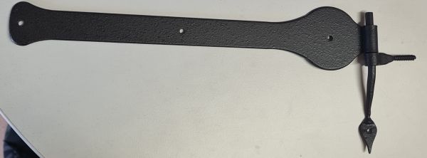 Möbelband historisch, Langband Eisen handgearbeitet matt schwarz lackiert, nur 1 x verfügbar, für Überschlag 15mm