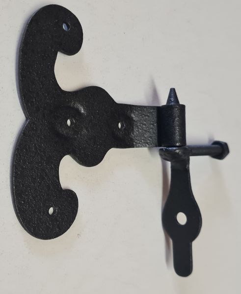 Möbelband historisch, Langband Eisen handgearbeitet matt schwarz lackiert, nur 1 x verfügbar, für Überschlag -8mm