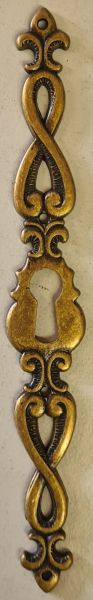 Schlüsselschild Barock, Messing patiniert, antik, alt, Einzelstück, nur noch 1 Stück verfügbar