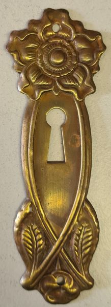 Schlüsselschild, Messing patiniert, aus Blech gestanzt, originaler Beschlag, nur 2 x verfügbar