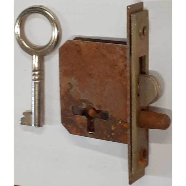 Einsteckschloß, mit vernickeltem Schlüssel, Dorn 22mm links, Rollladenschloss