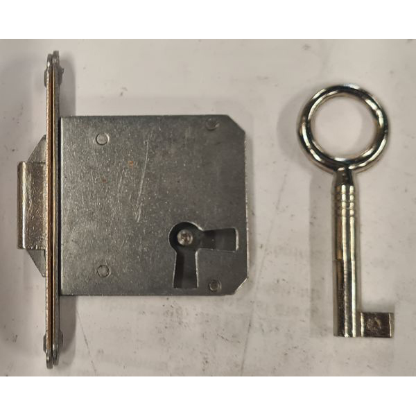 Einsteckschloß, Rollladenschloss mit vernickeltem Schlüssel, mit Schließblech, mit abgerundeter Stulpe, Dorn 30mm, rechts, Einzelstück, keine weiteren lieferbar