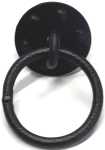 Ring, Eisen schwarz mit Rosette, 38 mm, antik, alt. Aus Draht und Blech gefertigt.