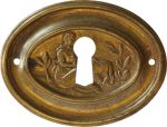 Schlüsselschild, Messing patiniert und leicht nach poliert, Klassizismus