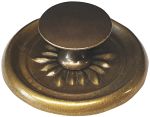 Beschläge historisch, Knopfgriff, Messing patiniert, Rosette mit Knopf und Schraube