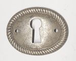 Schlüsselschild quer, oval, antik, altverzinnt