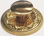 Beschläge historische, Knopfgriffe in Messing roh, Rosette mit Knopf und Schraube