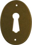 Schlüsselschild oval hochkant, antik Messing patiniert