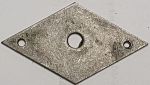 Möbel Rosette antik, Eisen altverzinnt, kleine Raute für Möbelknopf oder Ring