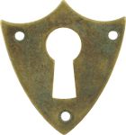 Schlüsselschild, Messing patiniert. Aus Blech gestanzt und geprägt. Wappen antik