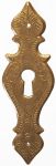 Schlüsselschild, gestanztes Messing patiniert, altes antikes Schild mit kleinem Schlüsselloch
