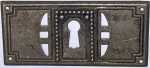 Schlüsselschild, altverzinnt, Möbelbeschläge Jugendstil, antik