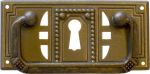 Griffbeschlag mit Schlüsselloch, Messing patiniert, Möbelbeschläge Jugendstil
