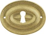 Schlüsselschild, Messing roh, gegossenes Biedermeier Schild oval