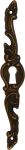 Schlüsselschild Barock, altvermessingt, für rechte Schranktür, altes antikes Schild