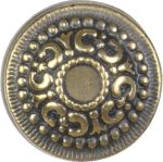 Messingknopf antik Gründerzeit, Ø 21mm Möbelknopf mit Rosette aus Messing patiniert.