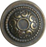 Messingknopf alt Gründerzeit, Möbelknopf Ø 29mm mit einer Rosette, Messing patiniert.