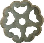 Rosette antik für Knöpfe oder Ringe, Ø 40mm, Eisen blank. Aus Blech gestanzt und geprägt.