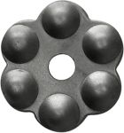 Rosette, Eisen altgrau, perfekte antike Oberfläche. Aus Blech gestanzt und geprägt.