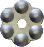 Rosette, Eisen blank. Aus Blech gestanzt und geprägt.