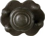 Möbelknopf rustikal, Ø 22mm, mit Rosette, Eisen gerostet und gewachst. Knopf aus Eisen gegossen, Rosette aus Blech gestanzt und geprägt.