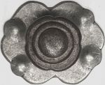 Möbelknopf rustikal, Ø 22mm, mit Rosette, Eisen altverzinnt. Knopf aus Eisen gegossen, Rosette aus Blech gestanzt und geprägt.