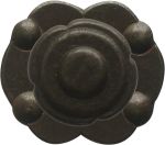 Möbelknopf rustikal, antik Ø 33mm, mit Rosette, Eisen gerostet und gewachst. Knopf aus Eisen gegossen, Rosette aus Blech gestanzt und geprägt.