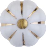 Porzellanknöpfe weiß für Schrank oder Schubladen, antike Möbel, Ø 37 mm, Goldstreifen, mit Messingrosette