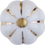 Porzellanknöpfe weiß für Schrank oder Schubladen, antike Möbel, Ø 37 mm, Goldstreifen, mit Messingrosette