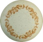 Porzellanknopf, bemalt, Ø 22 mm, mit altvermessingtem Sockel, Möbelknopf Küche, Küchenknopf antik