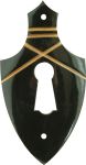 Schlüsselschild, Horn, schwarz, Schrankbeschlag antik, alt. Aus Tierknochen bzw. Horn handgefertigt