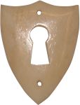 Schlüsselschild aus Bein, weiß. Aus Tierknochen bzw. Horn handgefertigt, Beschläge