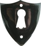 Schlüsselschild aus Bein in schwarz. Aus Tierknochen bzw. Horn handgefertigt, Beschläge