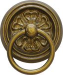 Möbelgriffe antik, Ringgriff Biedermeier, Messing patiniert, Auslaufmodell, nur noch 6 Stück da.