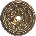 Rosette in Messing patiniert, antik, rustikal, zum selber mit Ringen oder Knöpfen kombinieren