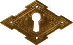 Schlüsselschild antik, quer, aus Messing patiniert, Gründerzeit