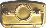 Griffbeschlag ohne Schlüsselloch, Griff aus Messing roh, antike alte Jugendstil Beschläge für Möbel