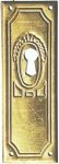 Schlüsselschild, Messing roh, Jugendstil Zierbeschlag, Möbelbeschlag antik