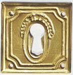 Schlüsselschild, Messing roh, Jugendstil Zierbeschlag, Nostalgie