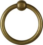 Möbelring, Ringbeschlag groß, 46 mm, Messing patiniert, antik, alt, Altmessing