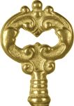 Reide, Schlüsselreide antik, aus Messing poliert, mit Innengewinde M4, altertümlich