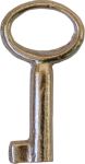 Kleiner Schlüssel hell vermessingt, antik, alt, mit geradem Bart, Außendurchmesser  4mm R1215