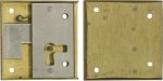 Mini-Kastenschloss, Messing roh, mit Schlüssel, Dorn 10mm rechts