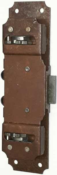 Drehstangenschloss antik für Kleiderschrank, Eisen gerostet, mit Stangen, Zubehör und Schlüssel komplett, Dornmaß 25mm