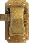 Vitrinenschloss alt, altvermessingt, mit Schlüssel, Dorn 25mm, rechts und links verwendbar